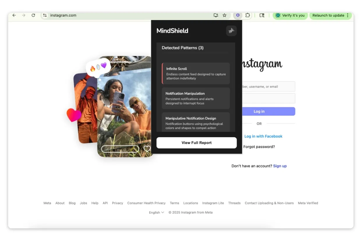 Detected patterns list